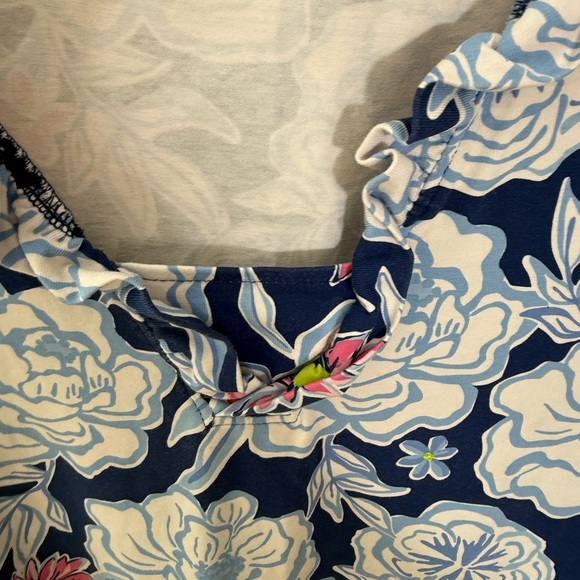 AnaClare dress blue floral sleeveless cotton spandex size XL - Picture 6 of 6